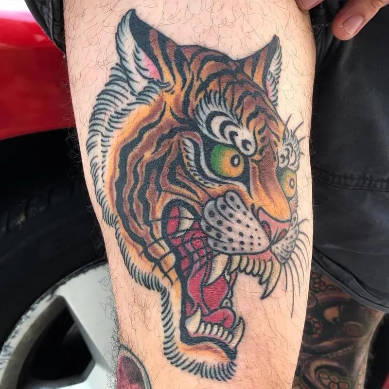 a tattoo of a tigers head