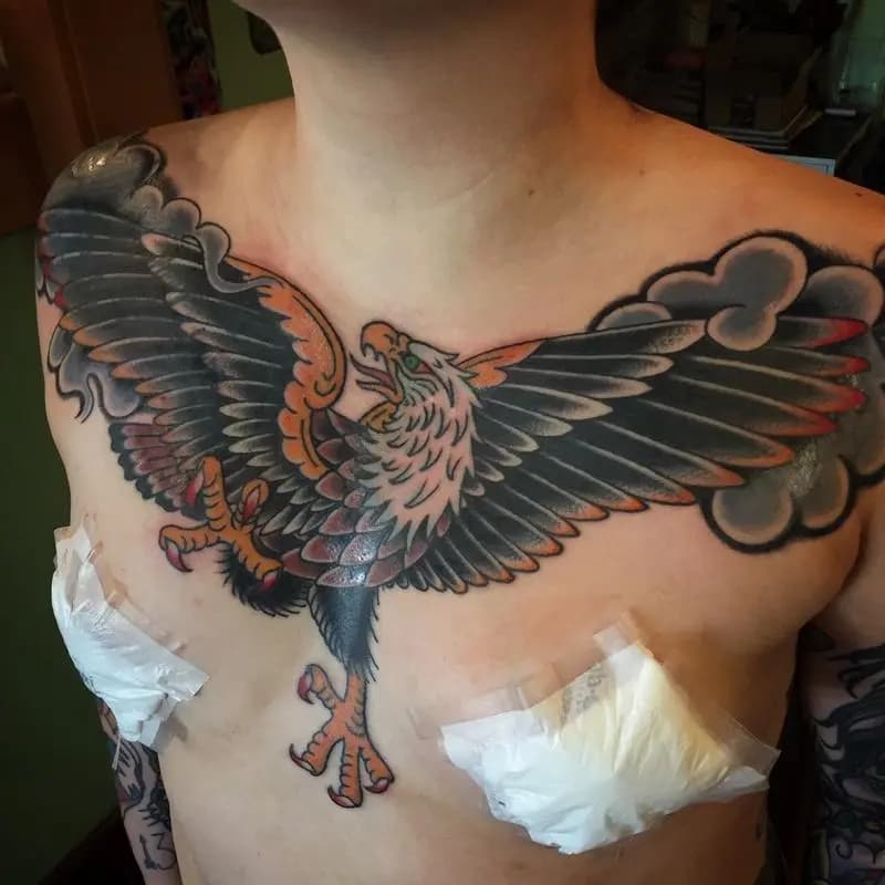 a person with a tattoo on his chest